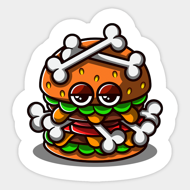 Unique Bone Burger Illustration. Sticker by Sydnaku 